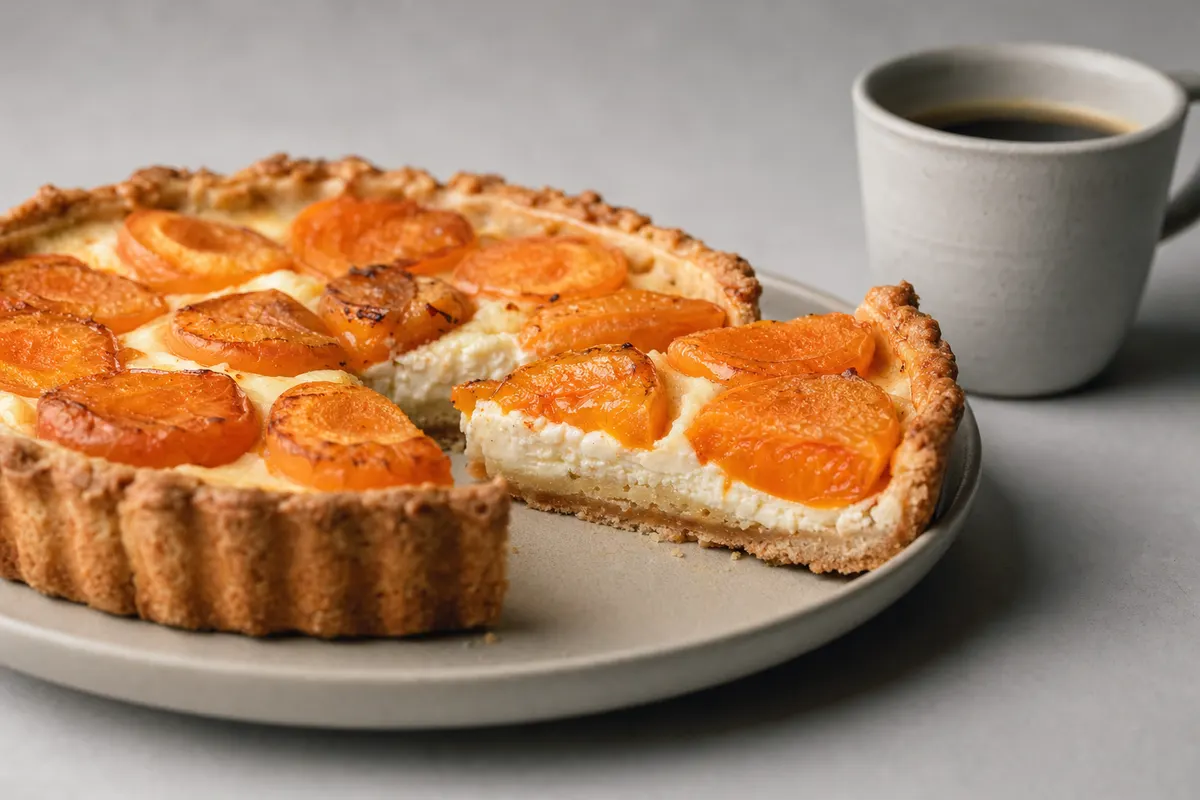 Tarte aux abricots, en coupe