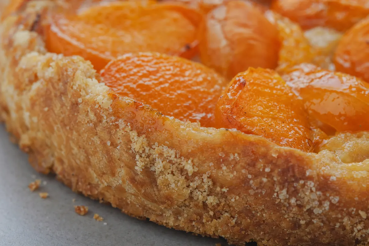 Tarte aux abricots, le détail en macro