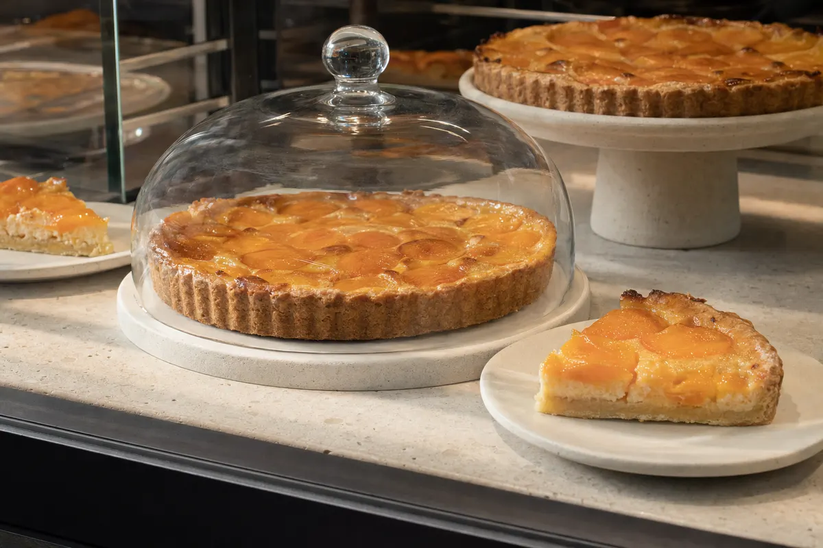 Tarte aux abricots, en vitrine