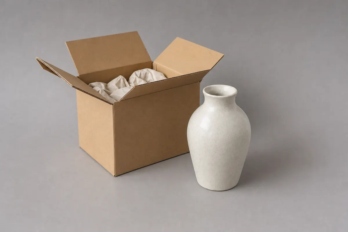 Vase en céramique, l'emballage