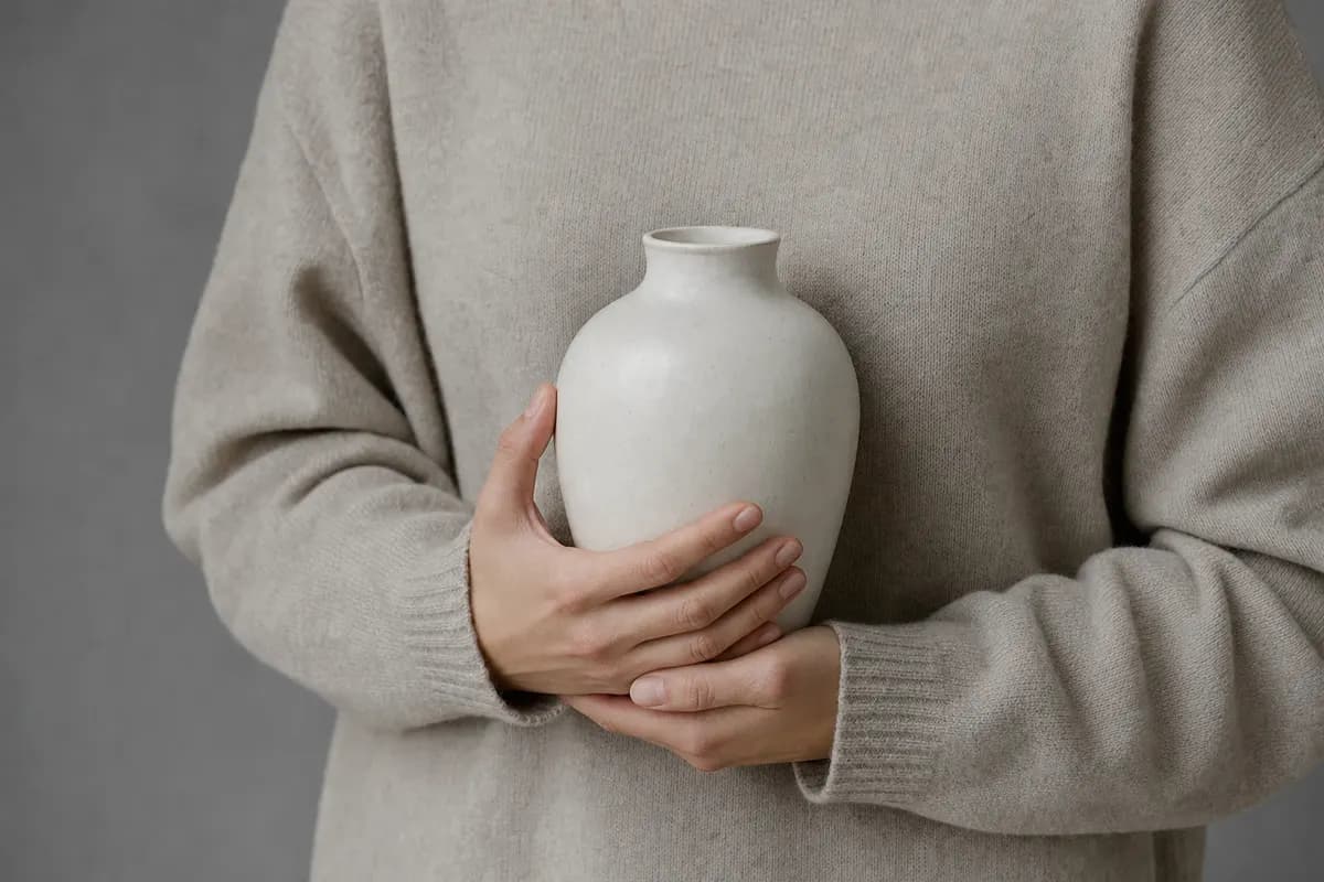 Vase en céramique, en main