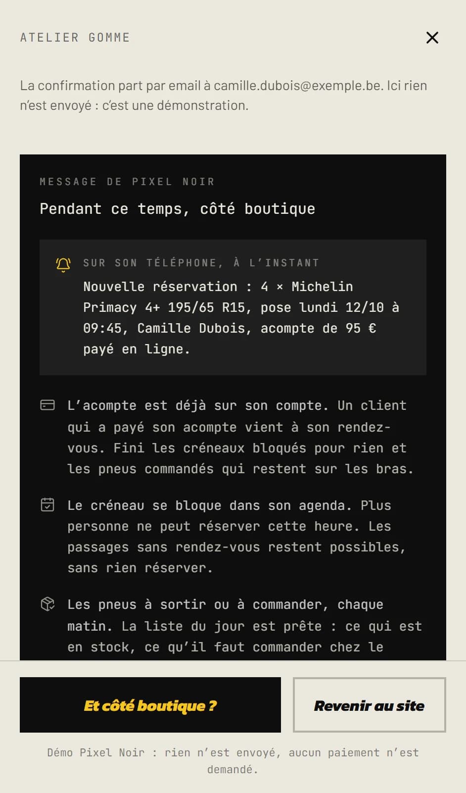 Atelier Gomme, On the shop side